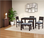 Sheesham Wood CNC Cuting Dining Table with 3 Chairs with 1 Bench | 4 Seater Dining Set- Dining Room Furniture
